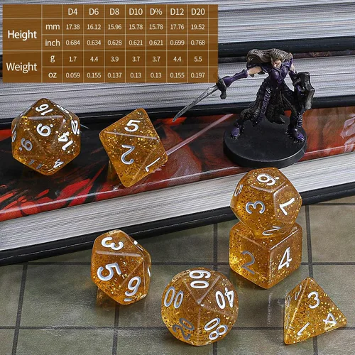 Vista 3 de CiaraQ DND - Juego de dados poliédricos con una bolsa de dados negra para juegos de mesa de rol D&D RPG MTG