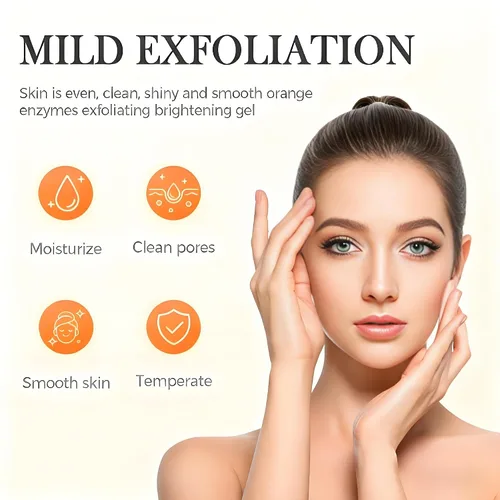 Vista 7 de Gel exfoliante naranja – Gel exfoliante de enzima naranja para cara y cuerpo, exfoliante de limpieza profunda para desatascar los poros, eliminar