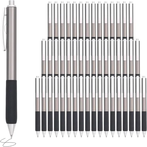Vista 11 de Bolígrafos de Gel Negros, Paquete de 50 Bolígrafos Negros 0.5mm de Punta Fina, Tinta Negra, Escritura Suave, Bolígrafo de Gel con Clic para Oficina