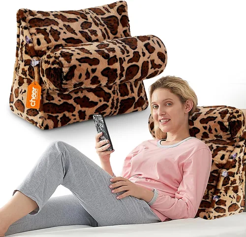 Vista 10 de Cheer Collection Almohada de cuña de lectura, almohada de TV con almohada ajustable, soporte de espalda de espuma viscoelástica para sofá y cama