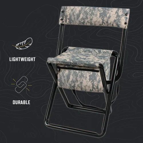 Vista 6 de Rothco Taburete plegable de lujo con respaldo y bolsa - Asiento portátil para aventuras al aire libre Camuflaje del bosque