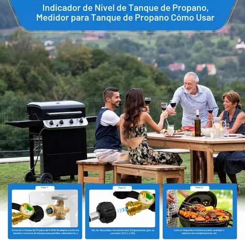 Vista 6 de Indicador de nivel de tanque de propano, medidor universal de propano para tanque LP de 5-40 lb, medidor de presión de gas con código