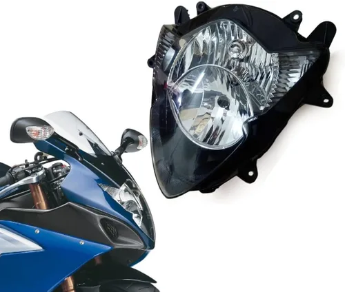 Vista 20 de Ensamble de lámpara de faro delantero para motocicleta compatible con Yamaha YZF600 R6 2006 2007 06 07 YZF-R6 Faro frontal transparente para moto