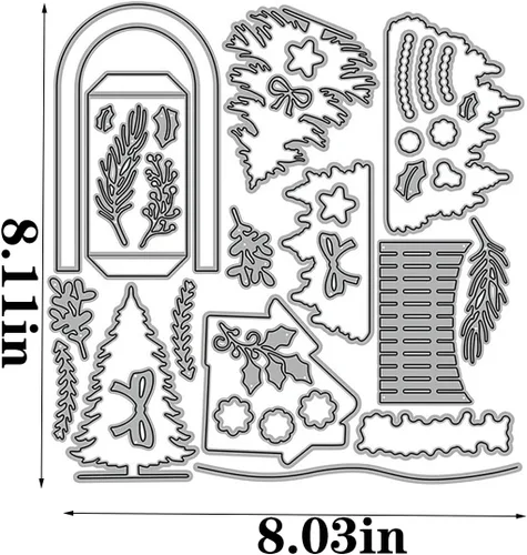 Vista 2 de Juego de sellos y troqueles transparentes para árbol de Navidad y casa, para hacer tarjetas, plantillas cortadas para álbumes de recortes, álbum