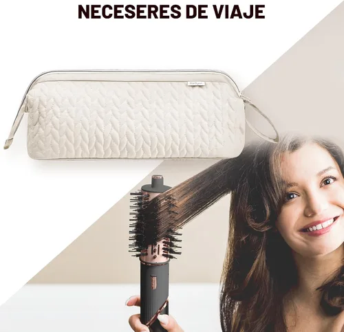 Vista 4 de KarSyon Shark Flex Style Funda para Dyson Airwrap cepillo secador de pelo Revlon herramientas para el cabello, bolsa de viaje, estuche de Beige