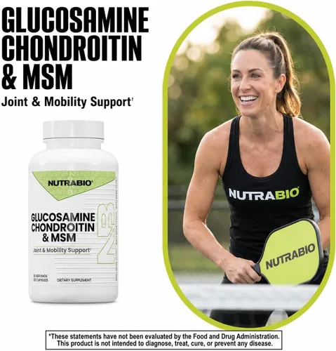 Vista 7 de NutraBio Suplemento de glucosamina condroitina y OptiMSM, fórmula de apoyo articular - 120 cápsulas (120 unidades)
