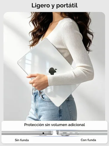 Vista 6 de EooCoo Funda para MacBook Air de 15 pulgadas M5 M4 M3 M2 2026-2023 Cristal transparente
