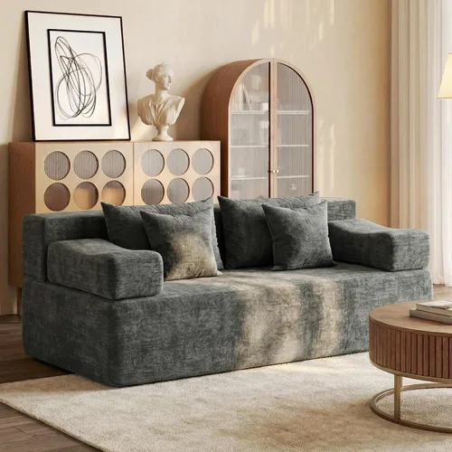 Vista 36 de MONVANE - Sofá biplaza de 75 pulgadas, cómodo sofá modular de felpilla con 4 almohadas, moderno sofá sin hueso, sofá de 2 plazas para sala de estar