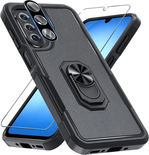 Vista 20 de Janmitta Funda compatible con Samsung Galaxy A14 5G con protector de pantalla + protector de lente de cámara, funda resistente de servicio pesado
