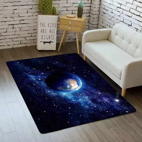 Vista 51 de Alfombra de espacio exterior para habitación de niños, 3 x 5 pies, alfombra Galaxy para dormitorio de niños, suave, antideslizante, sistema solar
