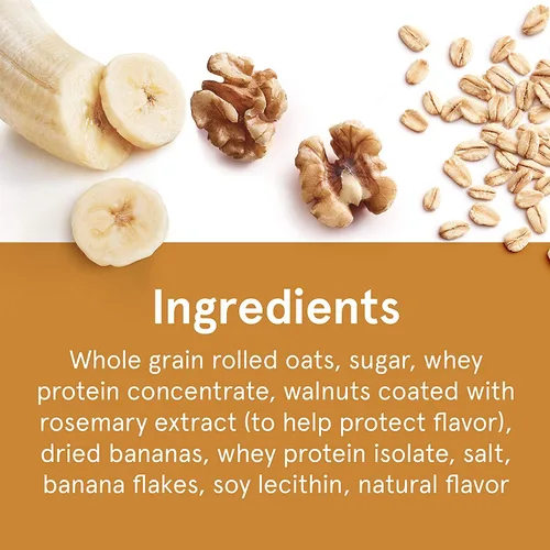 Vista 5 de Quaker Proteína de avena instantánea sabor a nuez de plátano, 6 unidades, caja de 12.9 onzas (paquete de 2)