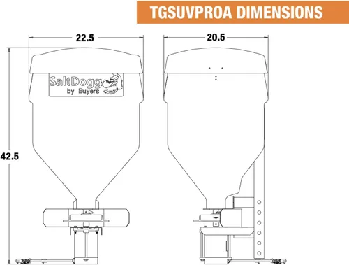 Vista 3 de Buyers Products TGSUVPROA SaltDogg Esparcidor de sal para puerta trasera, fabricado en los Estados Unidos, capacidad de 4.41 pies cúbicos/331