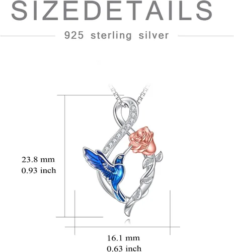 Vista 6 de WINNICACA Collar de plata de ley con diseño de gato mariquitavacacardenalcolibrílibélula para mujeres y adolescentes exquisitos regalos de joyería