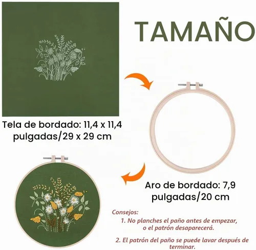 Vista 3 de FEPITO Kit de iniciación de bordado con patrón e instrucciones