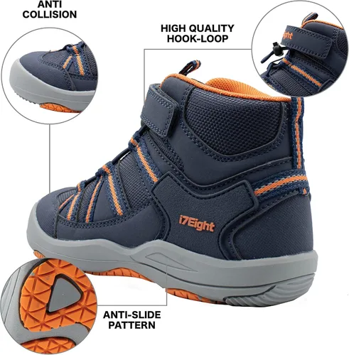 Vista 3 de i78 Botas de cuero sintético para niños y niñas, antideslizantes, ligeras, para exteriores, correr, senderismo, senderismo, senderismo