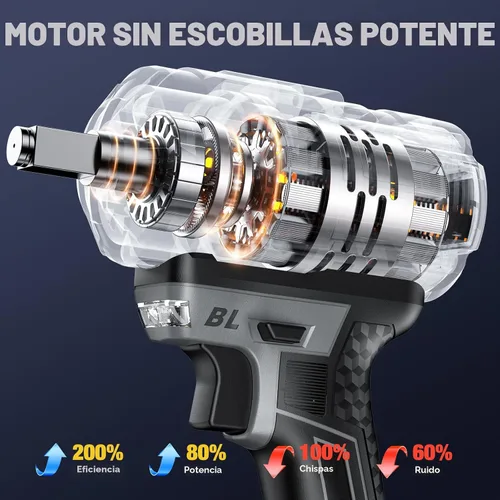 Vista 2 de SOARFLY Llave de impacto inalámbrica mejorada de 1/2 pulgada, 900 pies-libras (1200 Nm), pistola de impacto sin escobillas, destornillador