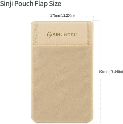 Vista 6 de Sinjimoru - Tarjetero para la parte posterior del teléfono, billetera para pegar en el teléfono, color beige