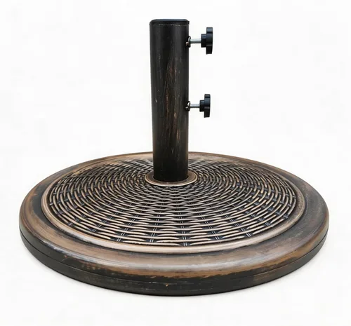 Vista 13 de T&Jero Base redonda de 33 libras para mesa de mercado de patio, base de sombrilla prellenada para exteriores, color negro