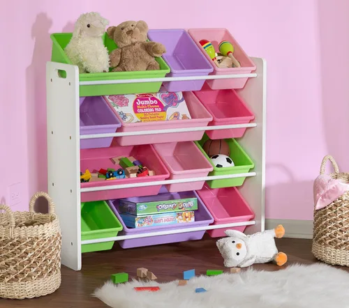 Vista 2 de Cajas para guardar y organizar juguetes de niños Honey-Can-Do SRT-01602., Madera Plástico, Pastel