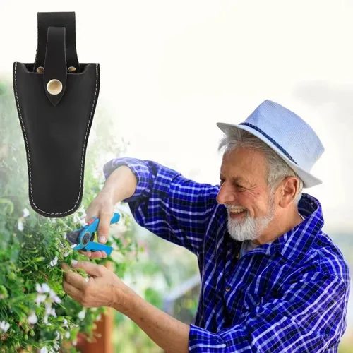 Vista 6 de Funda para alicates para cinturón, funda de cuero duradera para herramientas de jardinería, estuche para cinturón para podadoras, tijeras, alicates