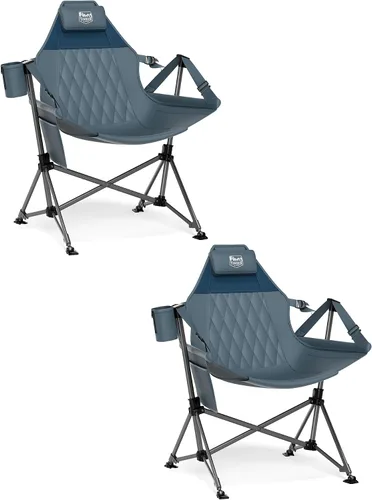 Vista 10 de TIMBER RIDGE Silla de camping tipo hamaca, silla hamaca oscilante de gran tamaño con respaldo y asiento ajustables para césped al aire libre