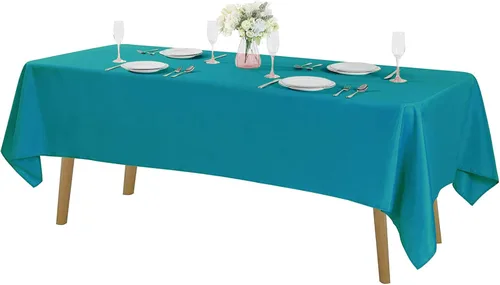 Vista 16 de Mantel rectangular de tela de poliéster lavable de 60 x 120 pulgadas, para decoración de bodas, fiestas, comedores, banquetes