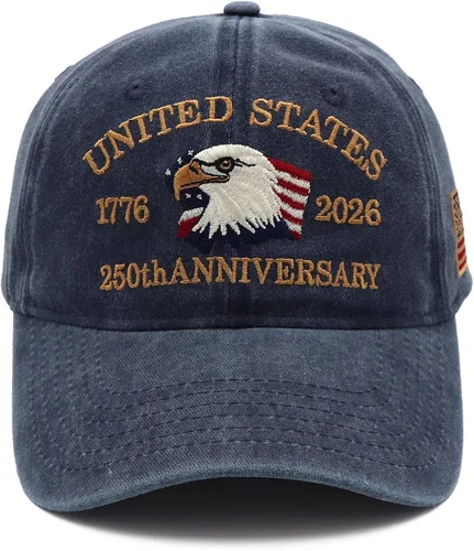 Vista 12 de Gorra del 250º Aniversario de EE. UU. Estados Unidos Gorra del Aniversario de 250 Años Americano con Bordado Patriótico de Águila Gorra de Béisbol