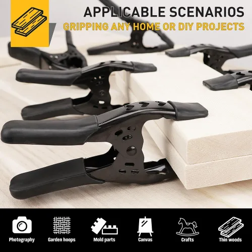 Vista 3 de Abrazaderas de resorte de metal resistentes de 4 piezas de 6 pulgadas: abrazaderas de metal de resorte para carpintería, apertura de mandíbula