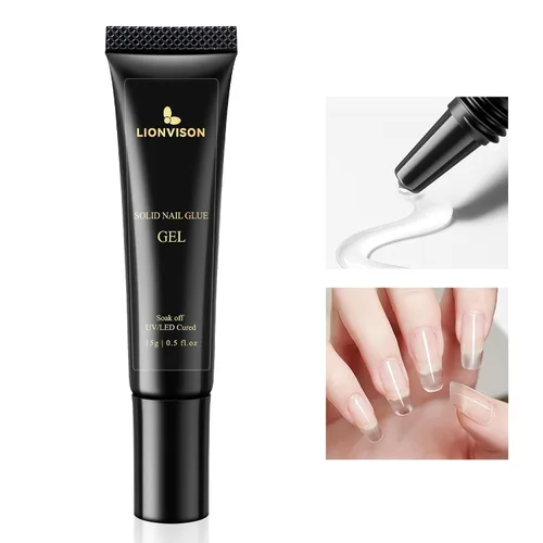Vista 2 de LIONVISON Gel de pegamento de diamantes de imitación: fuerte adhesivo de curado UV para puntas de uñas a presión y diamantes de imitación, más de 28