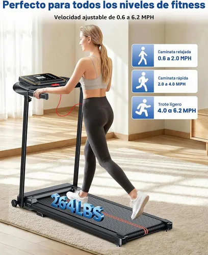 Vista 5 de Cinta de correr plegable debajo del escritorio con asa Negro