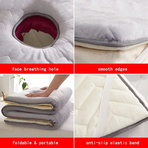 Vista 6 de Cojín de espuma viscoelástica para cama cuadrada, redonda, trapezoidal, para cama de spa, almohadilla de felpa para mesa de masaje, con orificio
