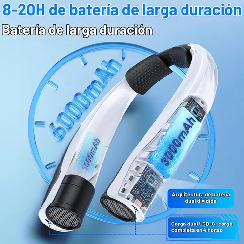 Vista 2 de Max 21 mph Ventilador de cuello de flujo de aire de enfriamiento muy Negro