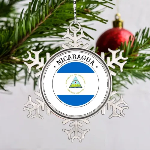 Vista 15 de Bandera de Mongolia, adornos de Navidad 2023, adorno de copo de nieve, adornos de recuerdo de ciudad de campo para árboles de Navidad, colgante
