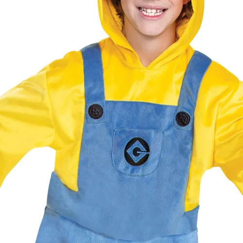 Vista 4 de Disfraz de Minion de Kevin para niños atuendo oficial de Minions Rise of Gru y tocado Azul Amarillo