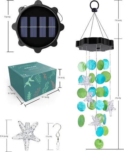 Vista 7 de Toodour Campanillas de viento solares para exteriores, conchas, regalos de luz para mamá, abuela, mujeres, esposa, niñas, luz móvil decorativa solar