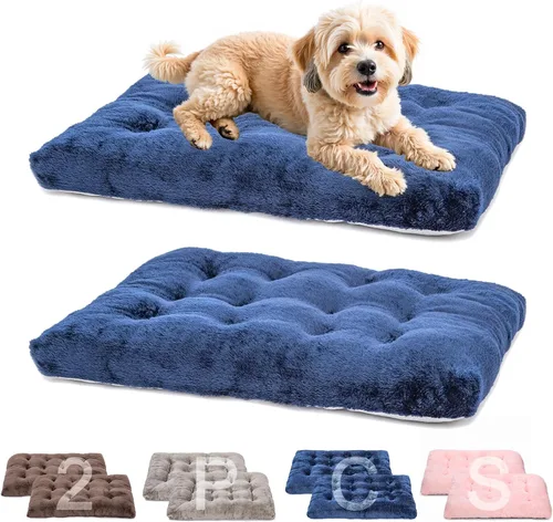 Vista 17 de POMIU Paquete de 2 camas lavables para perros, camas de felpa de lujo con antideslizante, lavable a máquina, tapete para dormir para perros grandes
