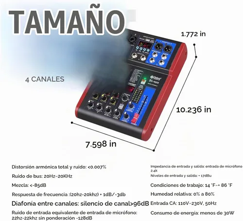 Vista 7 de D Debra Mezclador de grabación portátil profesional de la serie SI con 99 DSP efectos digitales preamplificadores de micrófono y USB para consola