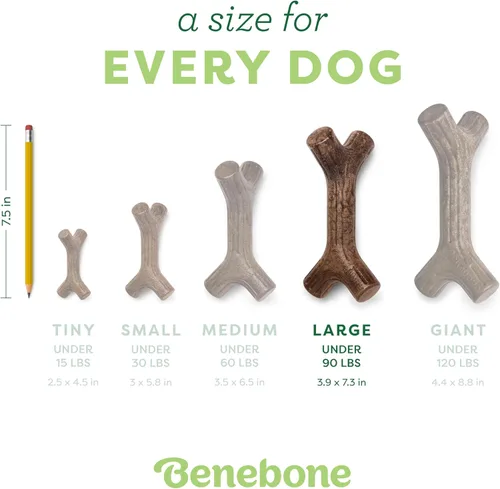 Vista 4 de Benebone Maplestick - Juguete para morder de madera real duradero para perros, fabricado en Estados Unidos, tamaño L Huesos de perro duraderos