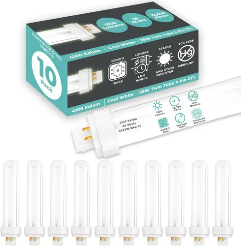 Vista 26 de GoodBulb Bombillas CFL de 13 W, base GX23 de 2 pines, 2700 K, blanco suave, 13 W, alto rendimiento, 800 lúmenes, bombillas fluorescentes compactas