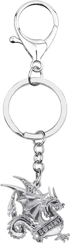 Vista 4 de BONSNY Llaveros de metal esmaltado novedoso de dragón de fantasía de dinosaurio para mujer, regalo de coche, monedero, anillos, encantos, símbolo