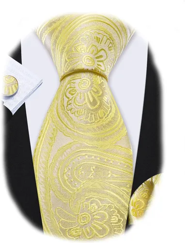 Vista 18 de Barry.Wang - Juego de corbata de seda para hombre, diseño de cachemira, pañuelo y gemelos de bolsillo