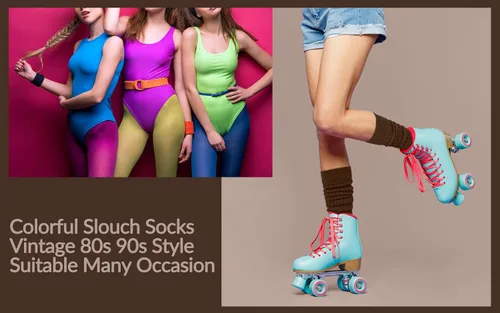Vista 6 de Benefeet Sox Calcetines holgados para mujer y niña, calcetines largos de punto apilados, divertidos calcetines de los años 80 y 90, calcetines