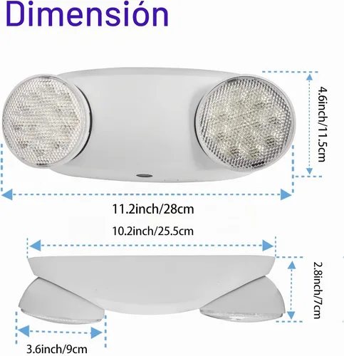Vista 3 de TANLUX Luces de emergencia LED con batería de respaldo, luces de emergencia comerciales ajustables de dos cabezales, certificación UL, CA 120/277 V