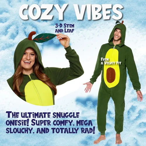 Vista 3 de Slim Pineapple and Avocado Adult Onesie - Food Halloween Costume - One Piece Cosplay Suit for Adults, Women and Men FUNZIEZ!