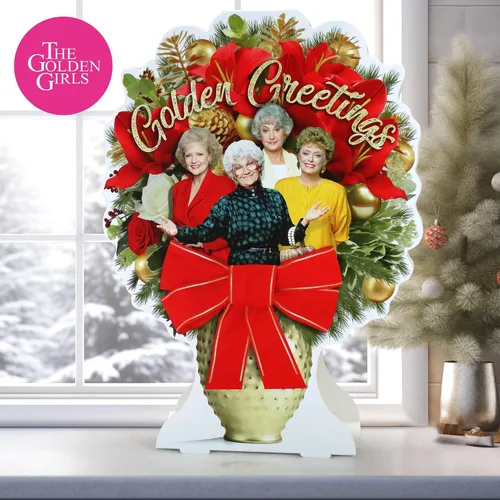 Vista 2 de The Golden Girls - Ramo navideño de Golden Greetings, idea de regalo humorística para una amiga. Blanche, Rose, Sophia y Dorothy