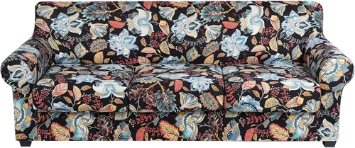 Vista 20 de hyha Funda para sofá, fundas para sofá biplaza, diseño floral, elásticas, estampadas, 3 piezas, fundas para sofá de 2 cojines separados, protector