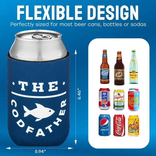 Vista 4 de Paquete de 10 fundas para enfriar latas, recuerdos de fiesta en barco, decoraciones de fiesta náutica, accesorios - divertido enfriador de cerveza