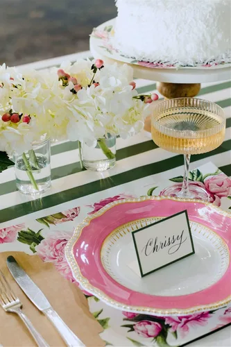 Vista 6 de Manteles individuales desechables de papel para mesa de comedor, manteles individuales cuadrados de flores de peonías para fiestas, 18 hojas por