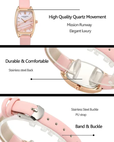 Vista 6 de Top Plaza Reloj de pulsera de cuero para mujer rectangular elegante simple analógico de cuarzo para mujer