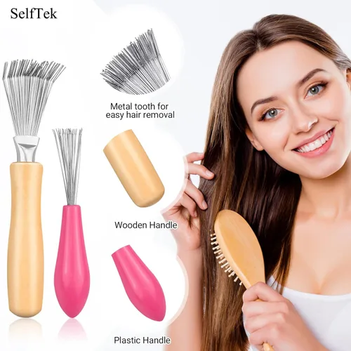 Vista 2 de SelfTek Paquete de 4 herramientas de limpieza de cepillos para el cabello para eliminar el vello y el polvo, uso doméstico o de salón